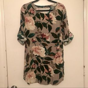 Floral Roll Sleeve Dress